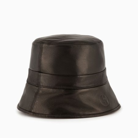 Black Damen Hüte Und Handschuhe Glockenhut Zum Wenden Aus Nappaleder