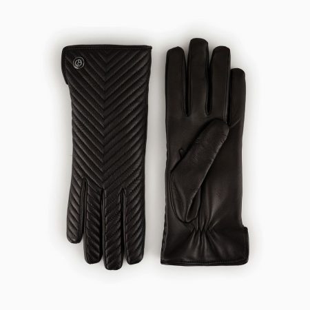 Handschuhe Aus Leder Mit Zickzackmotiv Vorne Damen Black Hüte Und Handschuhe